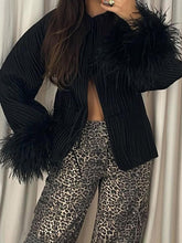 Chic Street-Style Tie-Up Feather Paneled Coats